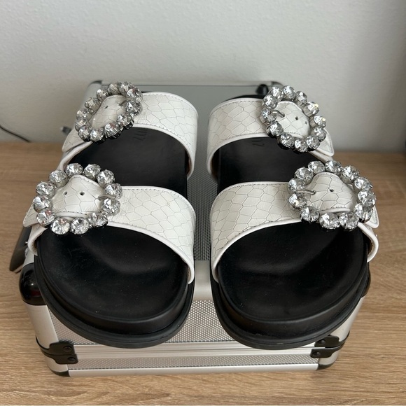 SCHUTZ Arial Sandals w/Rhinestone Buckles Size 9.5‎ - Picture 1 of 7